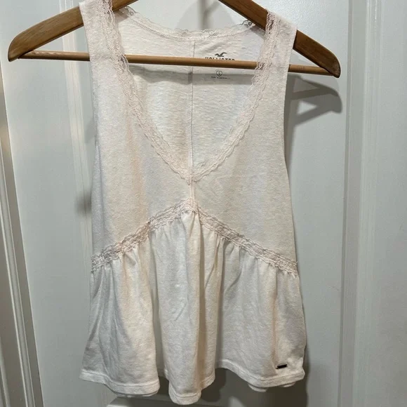 Womens Hollister Lightweight Soft Tank Top Lace Trim Flowy Small - Picture 4 of 6